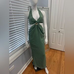 Missguided Sage Green Backless Maxi Dress